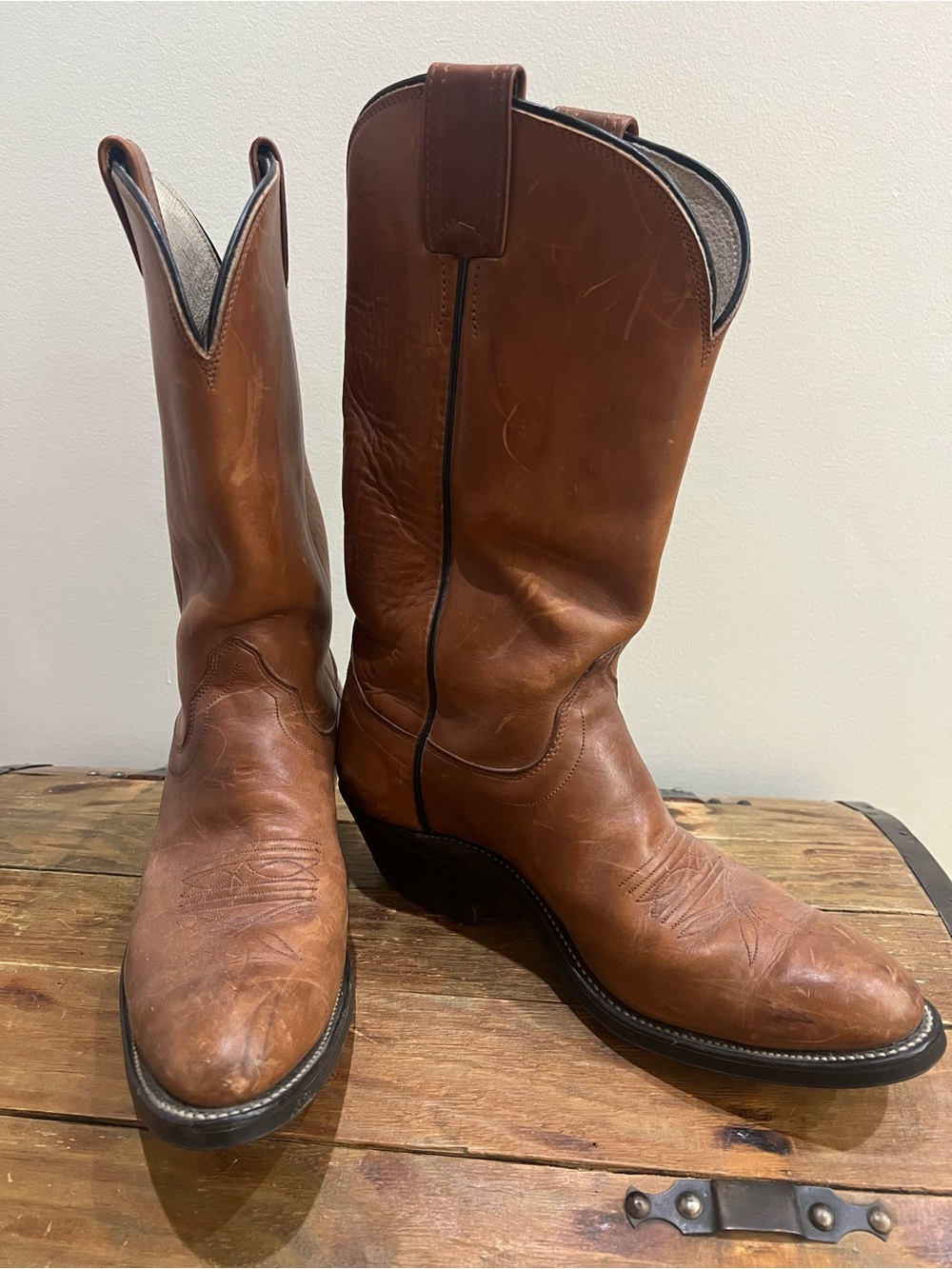 Olathe 5090 Vintage Non-slip Brown Leather Western Cowboy Boots Men’s Size 9